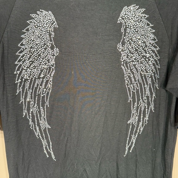 Liberty Wear Rhinestone Archangel Black Short Sleeve Tshirt Size L - Picture 8 of 10